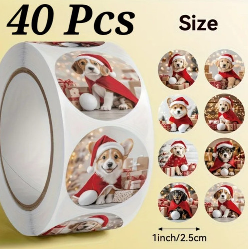 40x christmas dog stickers - 40x,