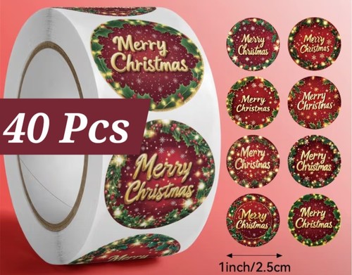40x merry christmas stickers - 40x,