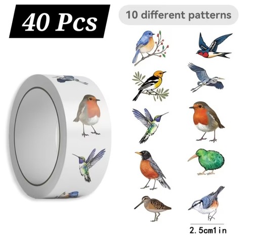 40x robin bird stickers - ,