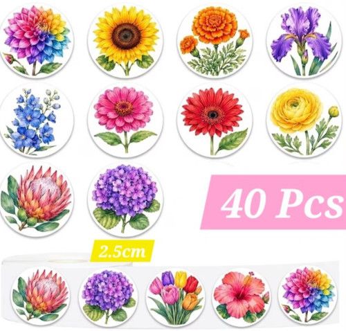 40x floral flower - flower, stickers