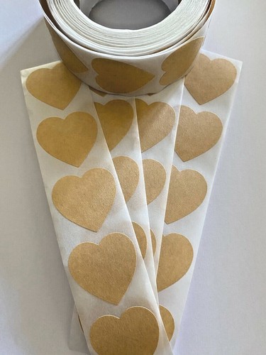 Kraft heart stickers - , labels