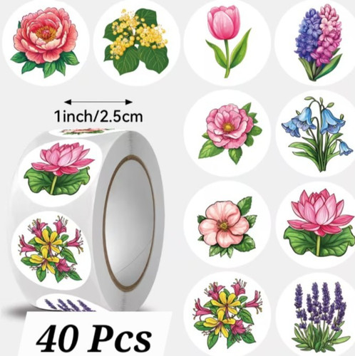 40x floral flower stickers - 40x,