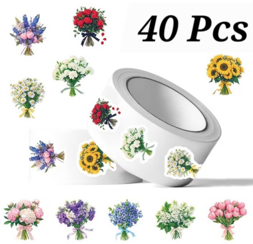 40x floral flower stickers - 40x,