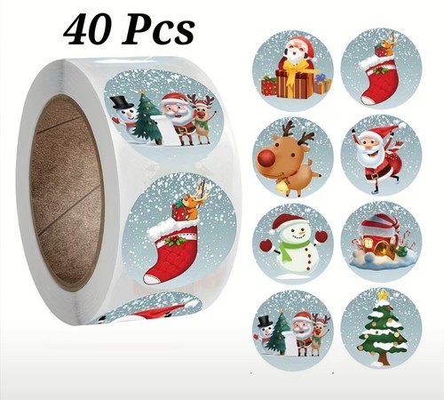 40x santa christmas stickers - santa,