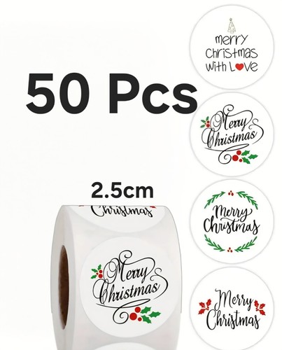50x merry christmas stickers - christmas,