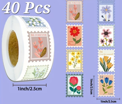 40x flower stamp stickers - 40x,