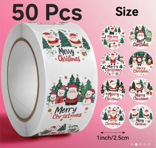 50x merry christmas stickers - merry,